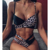 Image of INGAGA Cross Bandage Bikini Set Sexy Hollow Out Swimsuit Female Leopard Push Up Swimwear Women 2020 Bow Biquini Strap Beachwear