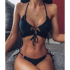 Image of INGAGA Cross Bandage Bikini Set Sexy Hollow Out Swimsuit Female Leopard Push Up Swimwear Women 2020 Bow Biquini Strap Beachwear