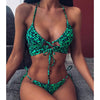 Image of INGAGA Cross Bandage Bikini Set Sexy Hollow Out Swimsuit Female Leopard Push Up Swimwear Women 2020 Bow Biquini Strap Beachwear