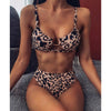 Image of INGAGA Cross Bandage Bikini Set Sexy Hollow Out Swimsuit Female Leopard Push Up Swimwear Women 2020 Bow Biquini Strap Beachwear