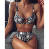 Image of INGAGA Cross Bandage Bikini Set Sexy Hollow Out Swimsuit Female Leopard Push Up Swimwear Women 2020 Bow Biquini Strap Beachwear