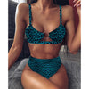 Image of INGAGA Cross Bandage Bikini Set Sexy Hollow Out Swimsuit Female Leopard Push Up Swimwear Women 2020 Bow Biquini Strap Beachwear