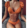 Image of INGAGA Cross Bandage Bikini Set Sexy Hollow Out Swimsuit Female Leopard Push Up Swimwear Women 2020 Bow Biquini Strap Beachwear