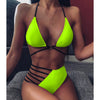 Image of INGAGA Cross Bandage Bikini Set Sexy Hollow Out Swimsuit Female Leopard Push Up Swimwear Women 2020 Bow Biquini Strap Beachwear