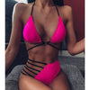 Image of INGAGA Cross Bandage Bikini Set Sexy Hollow Out Swimsuit Female Leopard Push Up Swimwear Women 2020 Bow Biquini Strap Beachwear