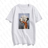 Image of Harajuku estética camiseta Sexy flores pluma estampado y Camisetas