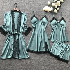 4-Piece Silk Sleepwear Pajamas