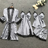 Image of 4-Piece Silk Sleepwear Pajamas