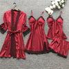 Image of 4-Piece Silk Sleepwear Pajamas