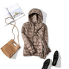 Image of slim short hooded warm white duck long coat