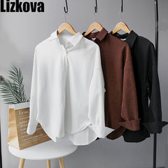 2020 Spring Oversized Shirt women White Long Sleeve Blouse