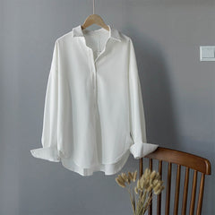 2020 Spring Oversized Shirt women White Long Sleeve Blouse