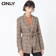 ONLY winter Women  Cinched Waist Checked Blazer | 119308545