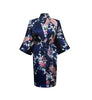 Image of Silk Satin Wedding Bride Bridesmaid Robe Floral Bathrobe Short Kimono Robe Night Robe Bath Robe Fashion Dressing Gown For Women