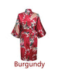 Image of Silk Satin Wedding Bride Bridesmaid Robe Floral Bathrobe Short Kimono Robe Night Robe Bath Robe Fashion Dressing Gown For Women