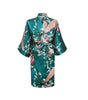 Image of Silk Satin Wedding Bride Bridesmaid Robe Floral Bathrobe Short Kimono Robe Night Robe Bath Robe Fashion Dressing Gown For Women