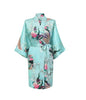 Image of Silk Satin Wedding Bride Bridesmaid Robe Floral Bathrobe Short Kimono Robe Night Robe Bath Robe Fashion Dressing Gown For Women