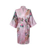 Image of Silk Satin Wedding Bride Bridesmaid Robe Floral Bathrobe Short Kimono Robe Night Robe Bath Robe Fashion Dressing Gown For Women