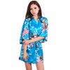 Image of Silk Satin Wedding Bride Bridesmaid Robe Floral Bathrobe Short Kimono Robe Night Robe Bath Robe Fashion Dressing Gown For Women