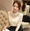 Image of elegant long sleeve bodysuit beaded crochet  Mesh Chiffon blouse for Women