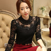 Image of elegant long sleeve bodysuit beaded crochet  Mesh Chiffon blouse for Women