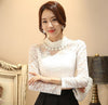 Image of elegant long sleeve bodysuit beaded crochet  Mesh Chiffon blouse for Women