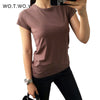 Image of Plain T Shirt Women Cotton Elastic Basic T-shirts Female Casual Short Sleeve T-shirt