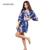 Image of Silk Satin Wedding Bride Bridesmaid Robe Floral Bathrobe Short Kimono Robe Night Robe Bath Robe Fashion Dressing Gown For Women