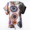 Image of Print O-Neck Tropical Chiffon Women Blouses Short Batwing Sleeve