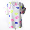 Image of Print O-Neck Tropical Chiffon Women Blouses Short Batwing Sleeve