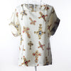 Image of Print O-Neck Tropical Chiffon Women Blouses Short Batwing Sleeve