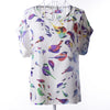 Image of Print O-Neck Tropical Chiffon Women Blouses Short Batwing Sleeve