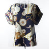 Image of Print O-Neck Tropical Chiffon Women Blouses Short Batwing Sleeve