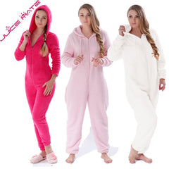 Winter Warm Pyjamas Women Onesies Fluffy Fleece Jumpsuits Sleepwear