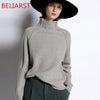 Image of BELIARST New Autumn and Winter Cashmere Sweater Women High-Collar Thickened Pullover Loose Sweater Large Size Knitted Wool Shirt