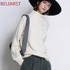 Image of BELIARST New Autumn and Winter Cashmere Sweater Women High-Collar Thickened Pullover Loose Sweater Large Size Knitted Wool Shirt