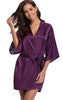 Image of New Silk Kimono Robe Bathrobe Women Silk Bridesmaid Robes Sexy Navy Blue Robes Satin Robe Ladies Dressing Gowns