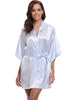 Image of New Silk Kimono Robe Bathrobe Women Silk Bridesmaid Robes Sexy Navy Blue Robes Satin Robe Ladies Dressing Gowns