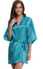 Image of New Silk Kimono Robe Bathrobe Women Silk Bridesmaid Robes Sexy Navy Blue Robes Satin Robe Ladies Dressing Gowns