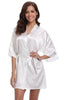 Image of New Silk Kimono Robe Bathrobe Women Silk Bridesmaid Robes Sexy Navy Blue Robes Satin Robe Ladies Dressing Gowns