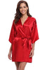 Image of New Silk Kimono Robe Bathrobe Women Silk Bridesmaid Robes Sexy Navy Blue Robes Satin Robe Ladies Dressing Gowns