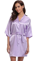 New Silk Kimono Robe Bathrobe Women Silk Bridesmaid Robes Sexy Navy Blue Robes Satin Robe Ladies Dressing Gowns