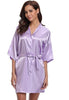 Image of New Silk Kimono Robe Bathrobe Women Silk Bridesmaid Robes Sexy Navy Blue Robes Satin Robe Ladies Dressing Gowns