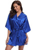 Image of New Silk Kimono Robe Bathrobe Women Silk Bridesmaid Robes Sexy Navy Blue Robes Satin Robe Ladies Dressing Gowns