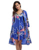 Image of 2 Piece Set Women Silk Peacock Kimono Robes Sexy Lingerie