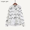 Image of Fashion Character Printed Blouse Women Graffiti Blouses Streetwear