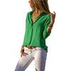 Image of Autumn Elegant Long Sleeve Solid V-Neck Chiffon