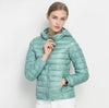 Image of Winter Women Ultra Light Down Jacket White Duck Down Hooded Jackets Long Sleeve