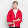 Image of Winter Women Ultra Light Down Jacket White Duck Down Hooded Jackets Long Sleeve