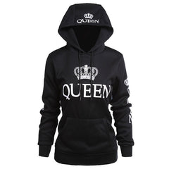 King Queen Printed Couple Hoodies Women Men Sweatshirt Lovers Couples Hoodies Casual Pullovers Gift